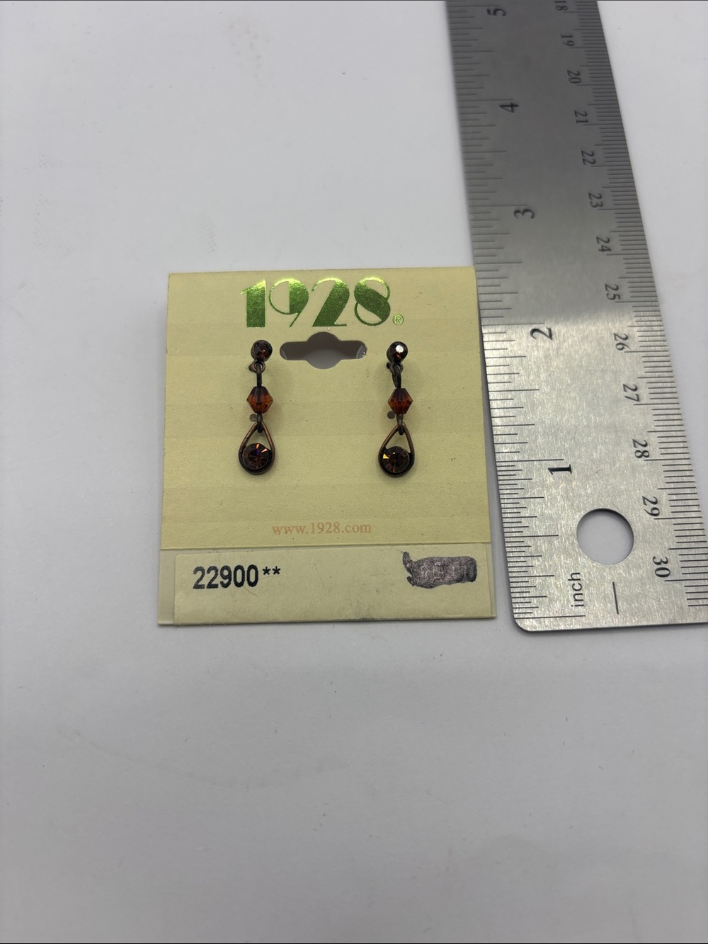 1928 Amber Brown Crystal Drop Earrings